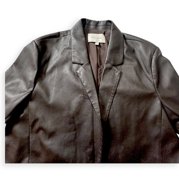 Brochu Walker The Farley Single-Button Vegan Leather Blazer in Timber/Brown,  Si - Picture 9 of 15